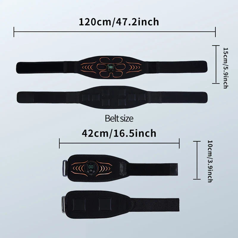 Smart Abdominal Massager and Muscle Toner Belt with EMS technology for full body sculpting, adjustable intensity, USB rechargeable and lightweight design