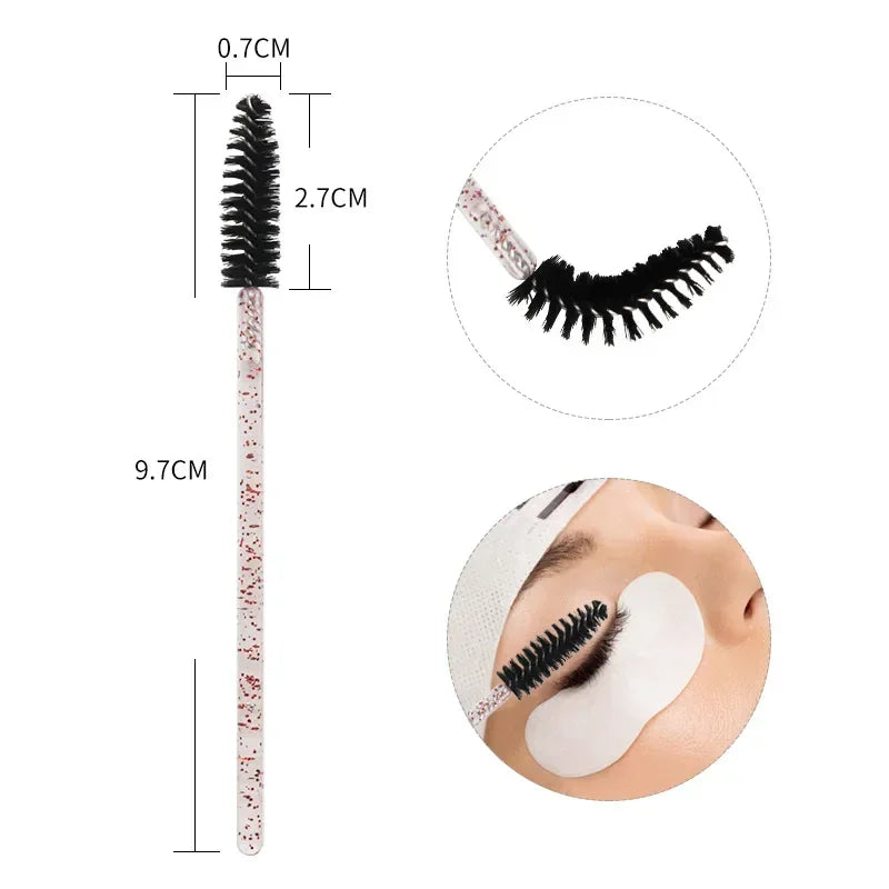 100 disposable mascara wands and eyebrow brushes for hygienic lash and brow grooming