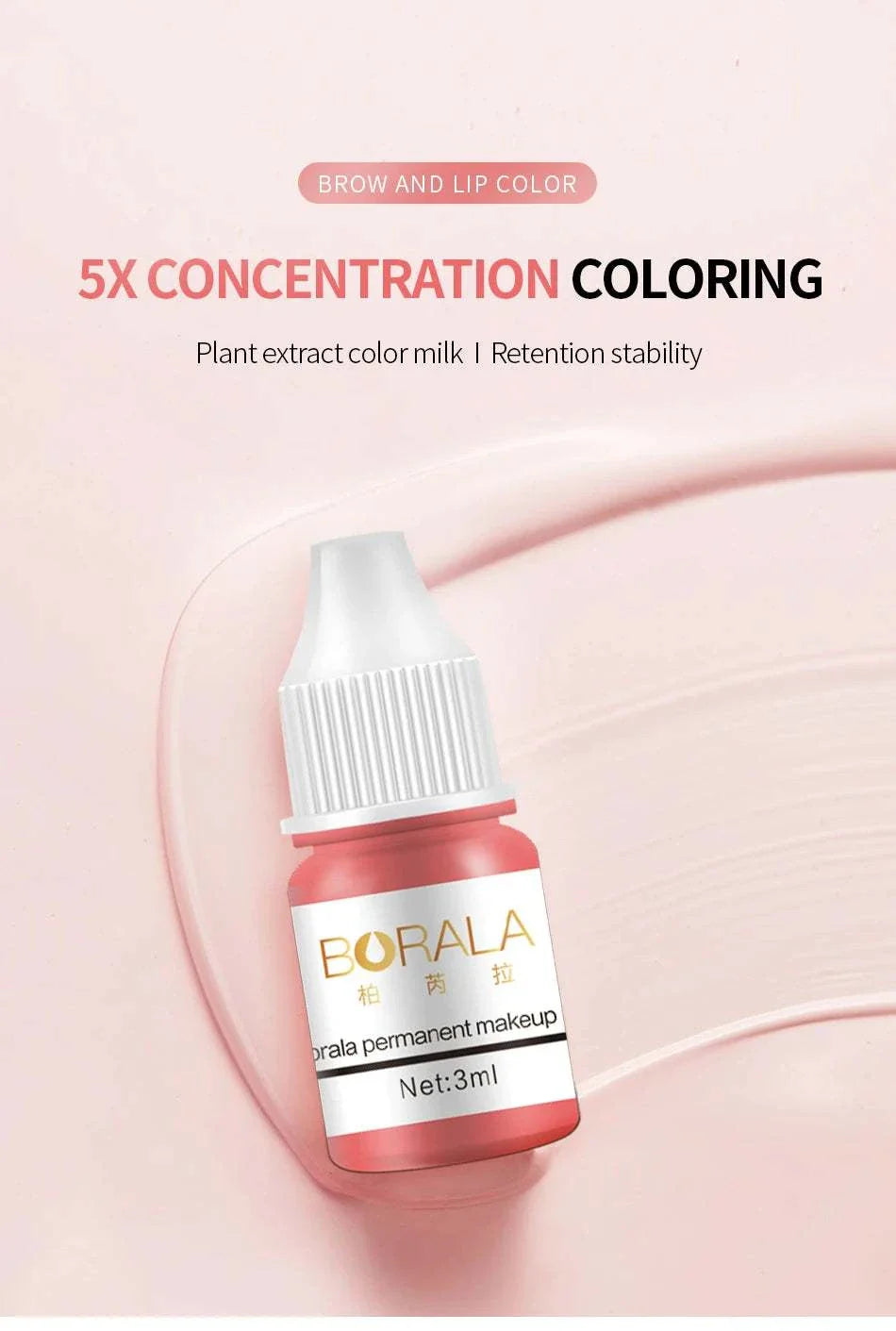 Borala 26 Colors 3ML permanent makeup tattoo pigment bottle for eyebrows and lips with high concentration coloring and retention stability
