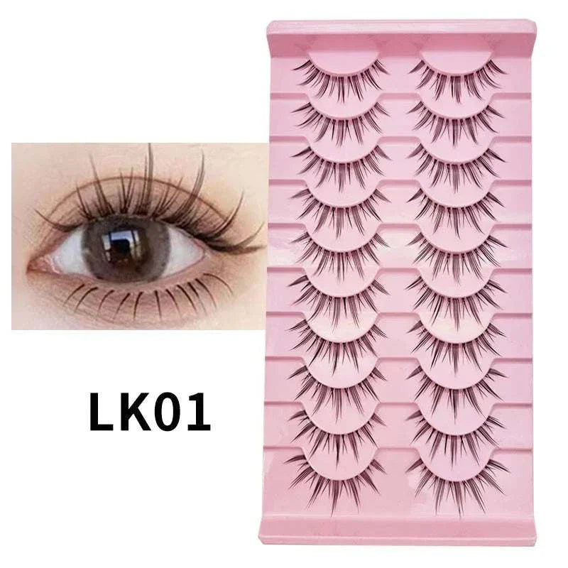 10 pairs of Natural Manga Full Strip Lashes in bulk with anime-inspired, voluminous, reusable design for all eye shapes