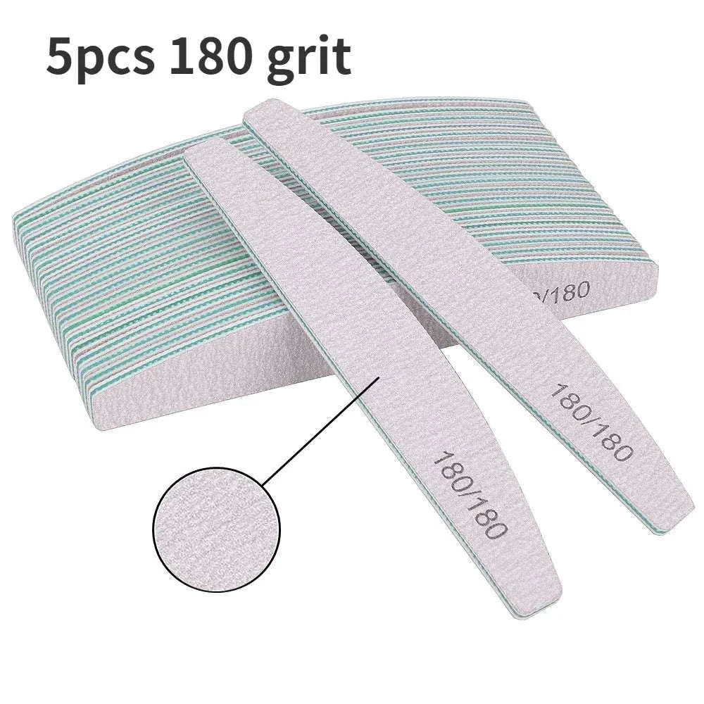 Professional Emery Nail File Set 5pcs 180 grit nail buffers for home or salon use