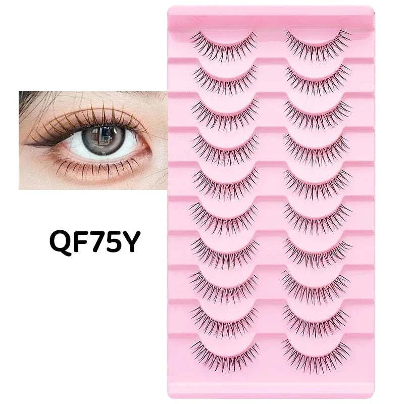 10 pairs of Natural Manga Full Strip Lashes with soft, voluminous anime-inspired design in bulk packaging
