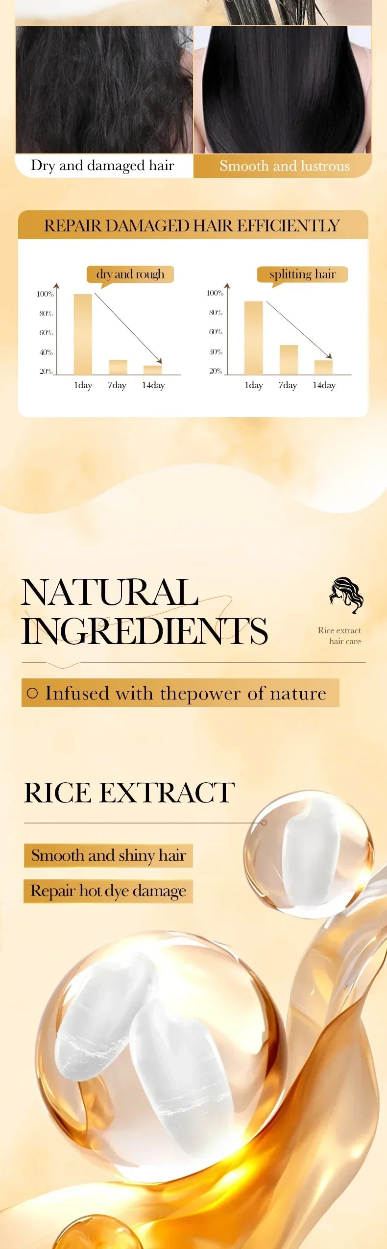 Magical Keratin Hair Mask for dry damaged hair repair with rice extract and keratin