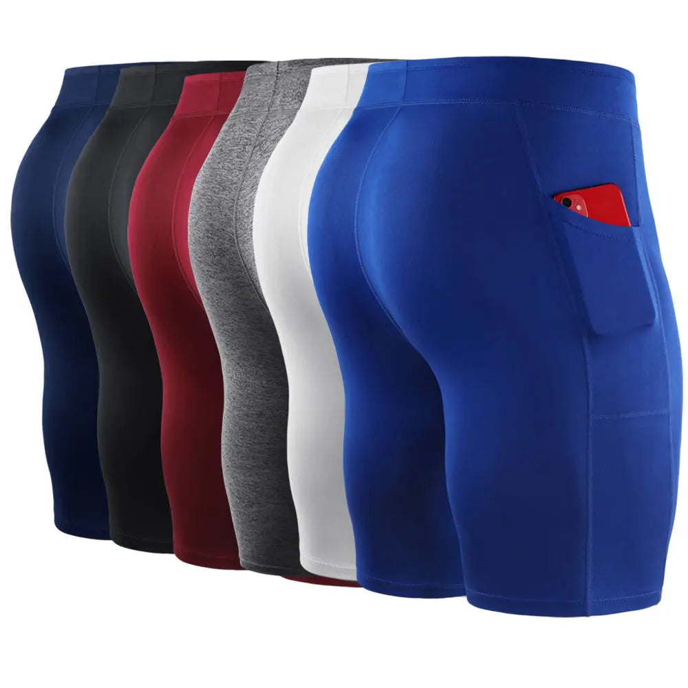 Men's outdoor running shorts with multi-color options, breathable fabric, 4-way stretch, secure fit, and side pockets for sports and workouts