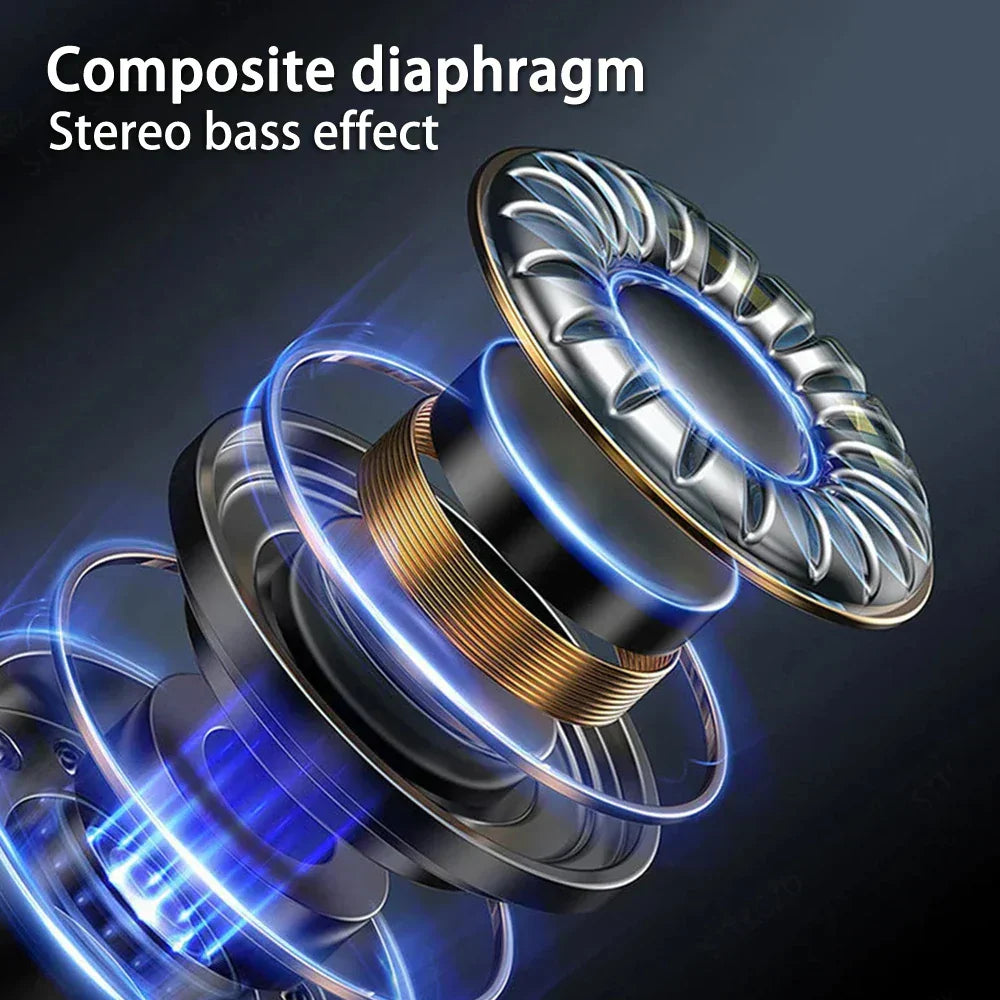 180° Wireless Headphone composite diaphragm with stereo bass effect illustration