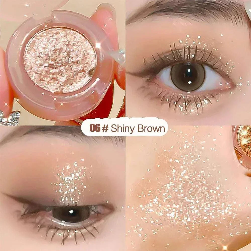 Diamond Glitter Monochrome Eyeshadow Palette in shiny brown with sparkling glitter finish and high-pigment color.