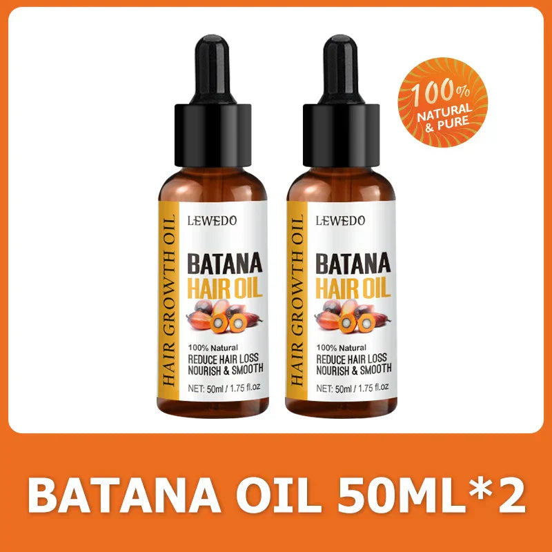 Lewedo Naturals Batana Oil hair growth serum 50ml pack of 2, 100% natural, reduces hair loss, nourishes and smooths hair