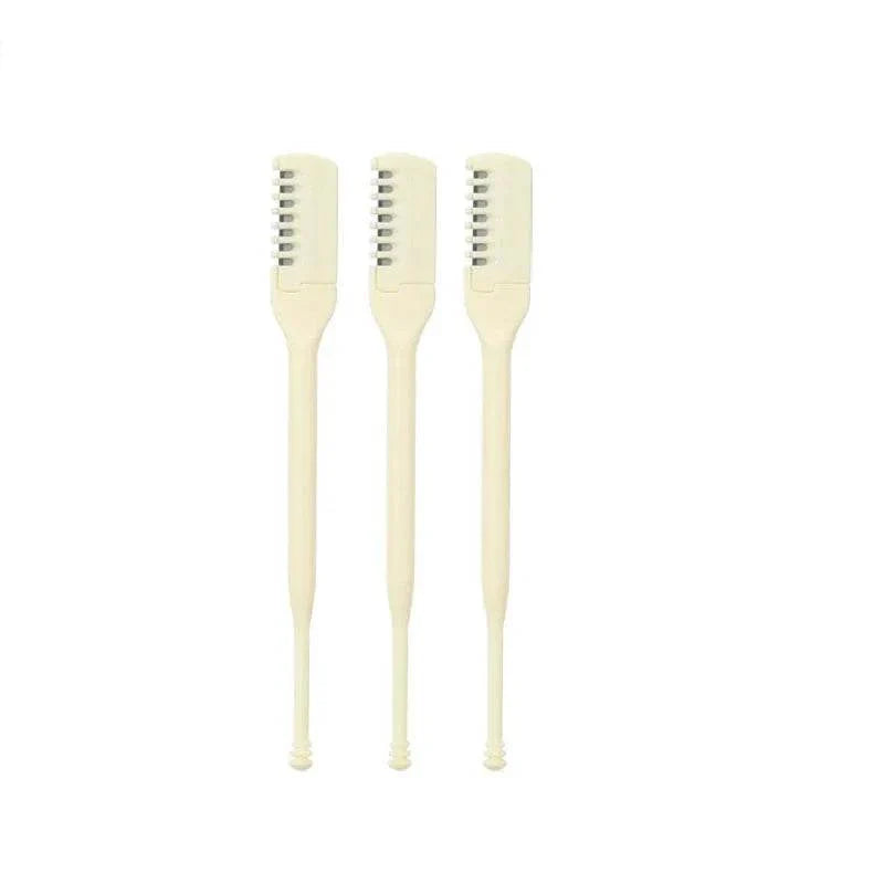 Set of three manual nose hair trimmers with ergonomic handles and compact design for precise, cordless grooming.