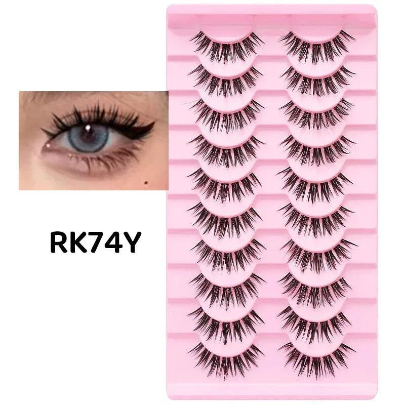 10 pairs of Natural Manga Full Strip Lashes for anime-inspired, natural yet voluminous eye makeup.