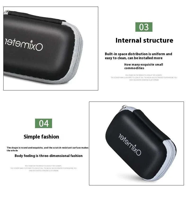 Compact black zippered carrying case for replacement blood pressure monitor cuff with internal compartments and scratch-resistant surface
