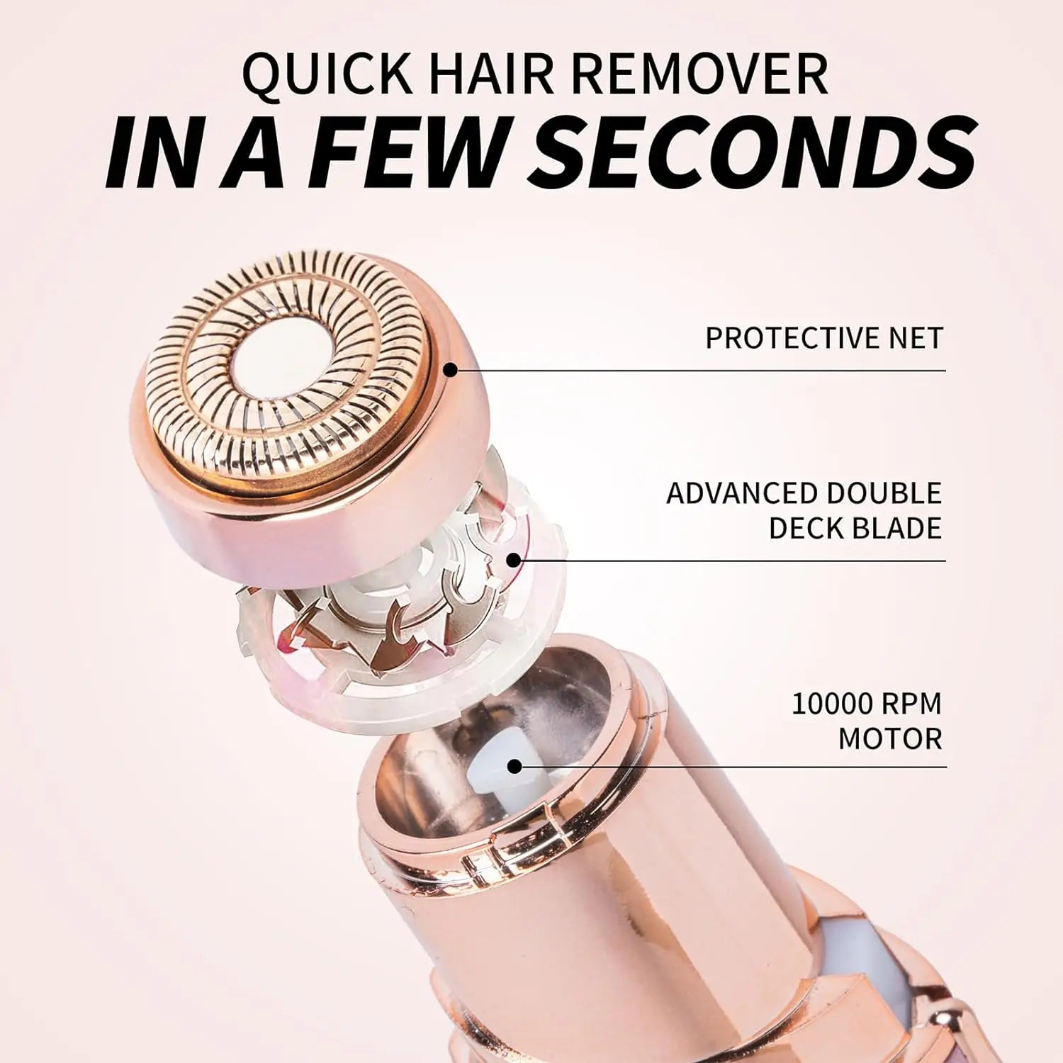 Facial hair removal for women mini electric razor with protective net and double deck blade for quick, gentle hair removal