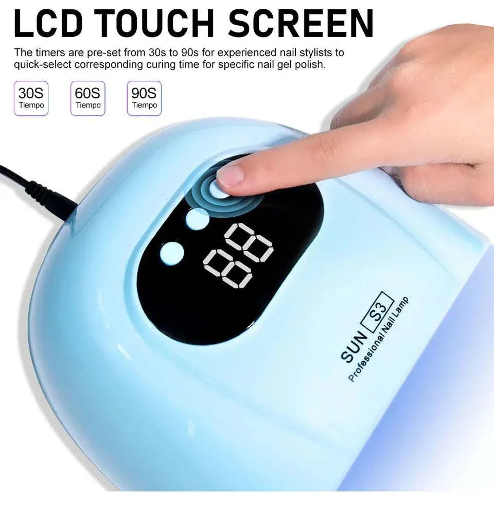 88W LED UV nail lamp with LCD touch screen and digital timer display for fast gel polish curing