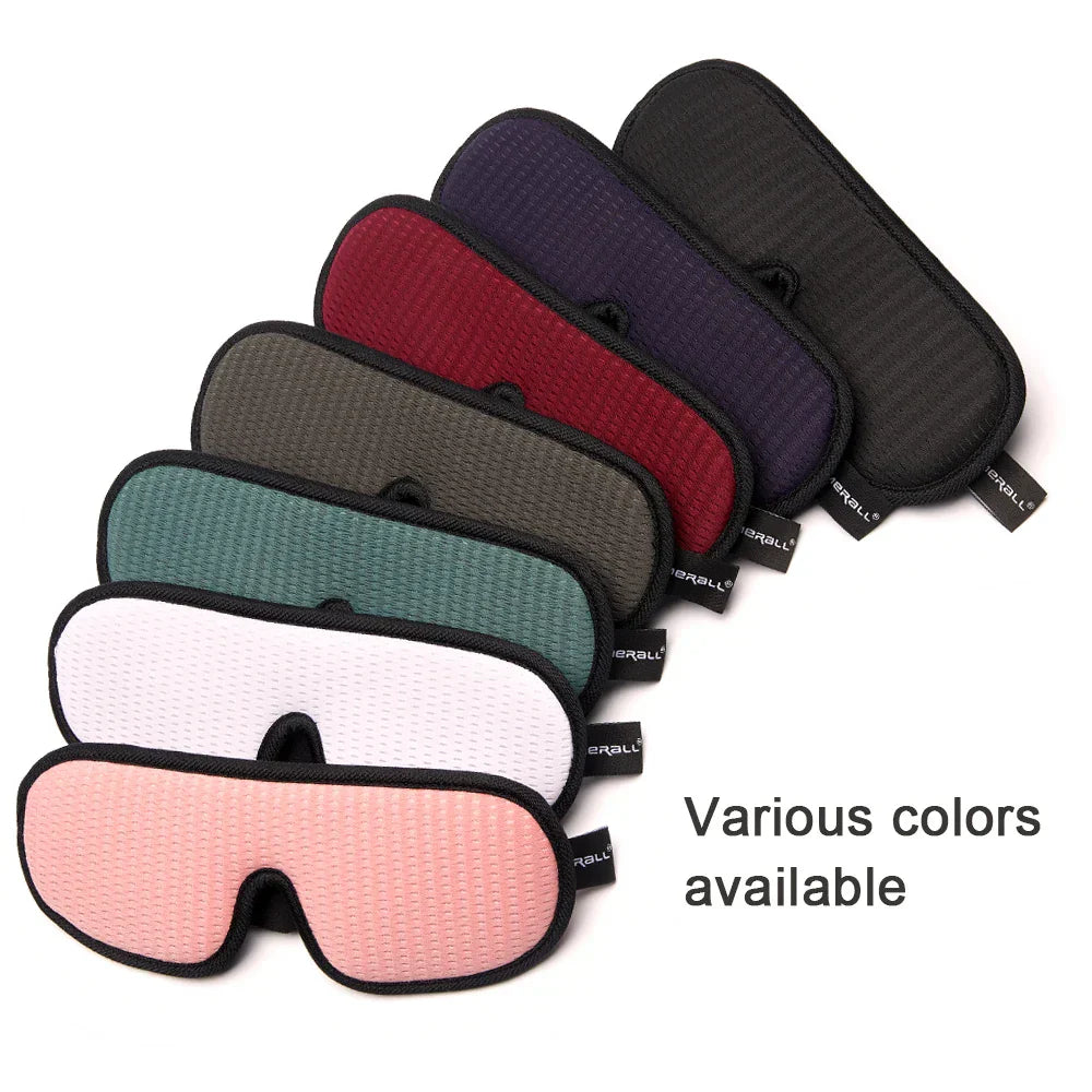 3D sleeping mask in multiple colors, breathable, soft, ergonomic design for total light blockage and comfortable fit