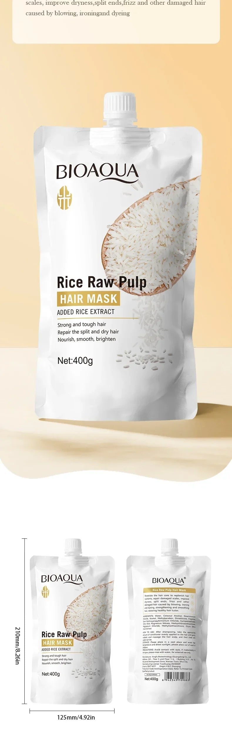 Magical Keratin Hair Mask with rice extract for 5-second repair of damaged, frizzy hair, restoring shine and smoothness, available in multiple sizes