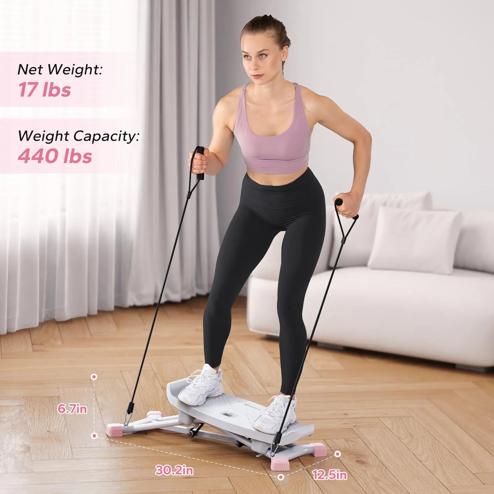 Woman using MERACH Ski Machine full-body ski motion trainer for home workout