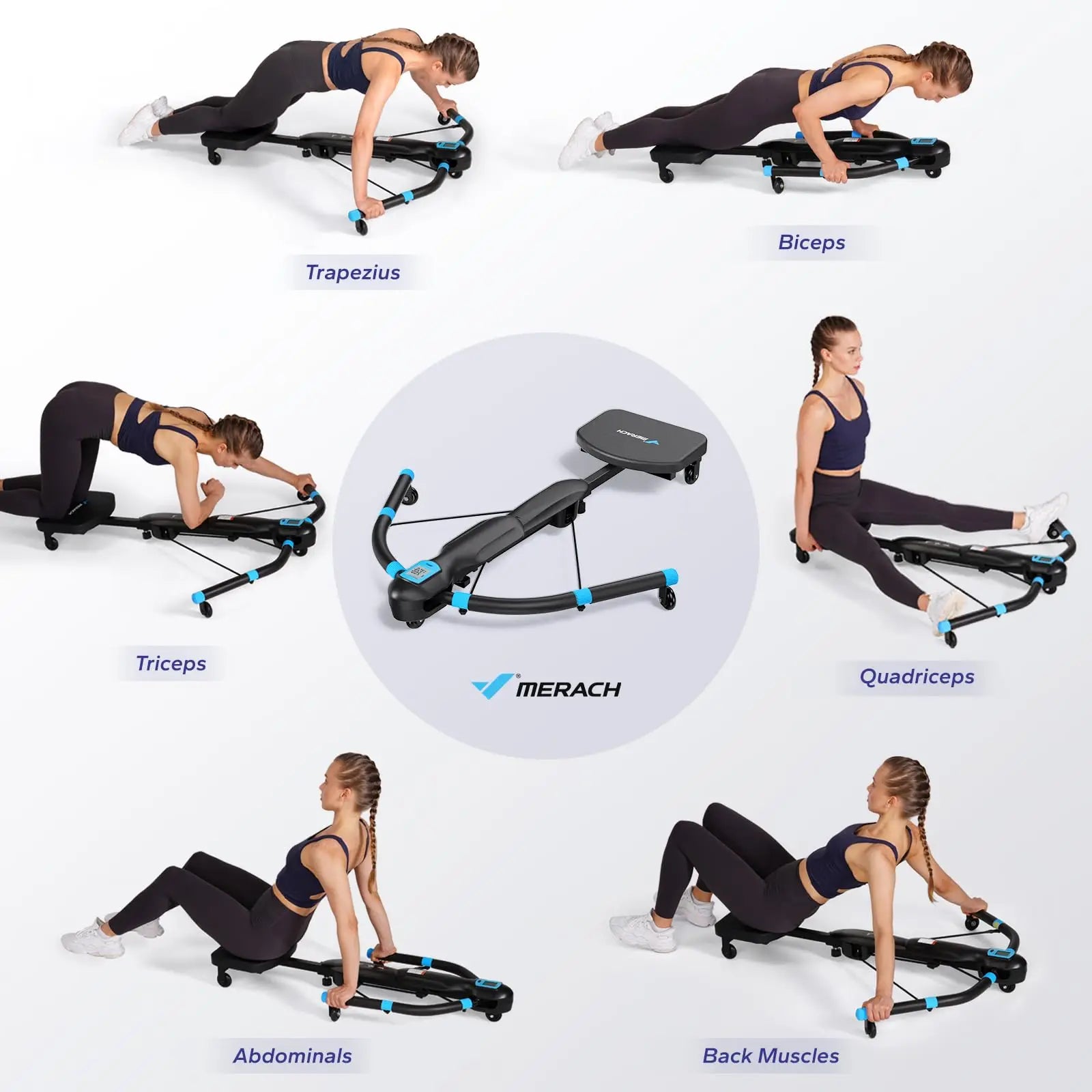 MERACH Core & Ab Training Dragonfly Machine for full-body workouts targeting abs, trapezius, biceps, triceps, quadriceps, and back muscles at home