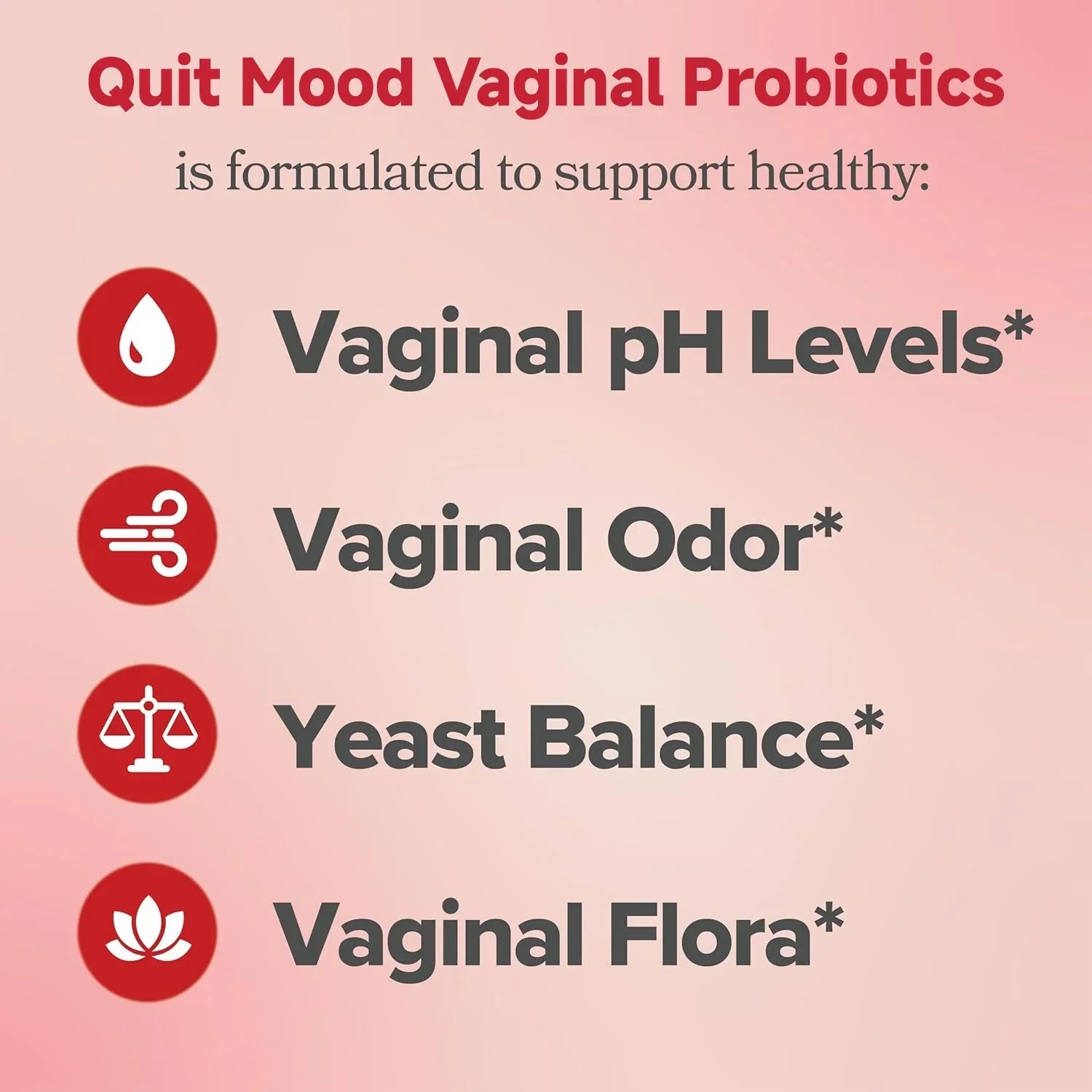 Quit Mood™ Probiotics for Women supporting vaginal pH, odor, yeast balance, and flora