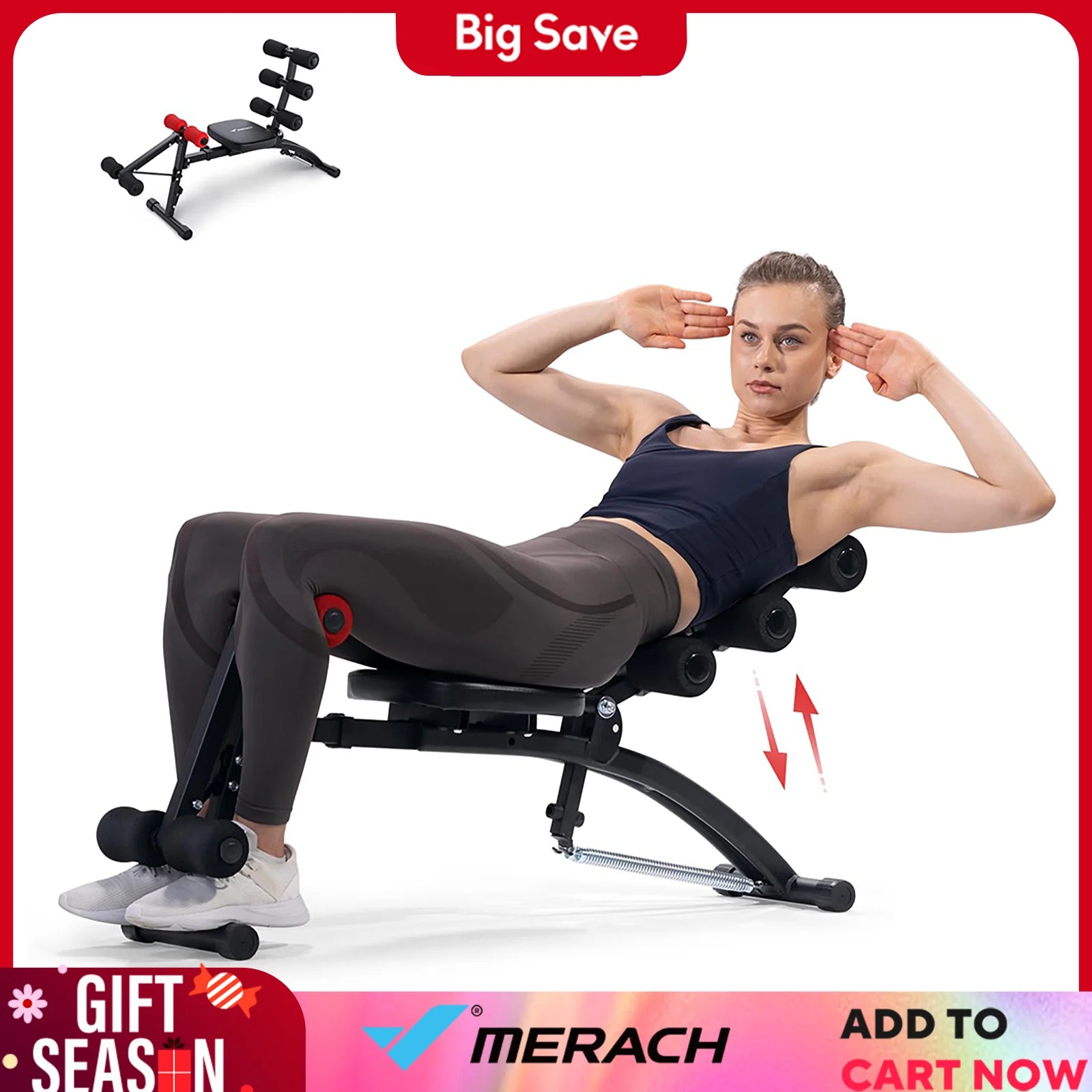 MERACH Ab Machine Multi-Functional Adjustable Ab Trainer