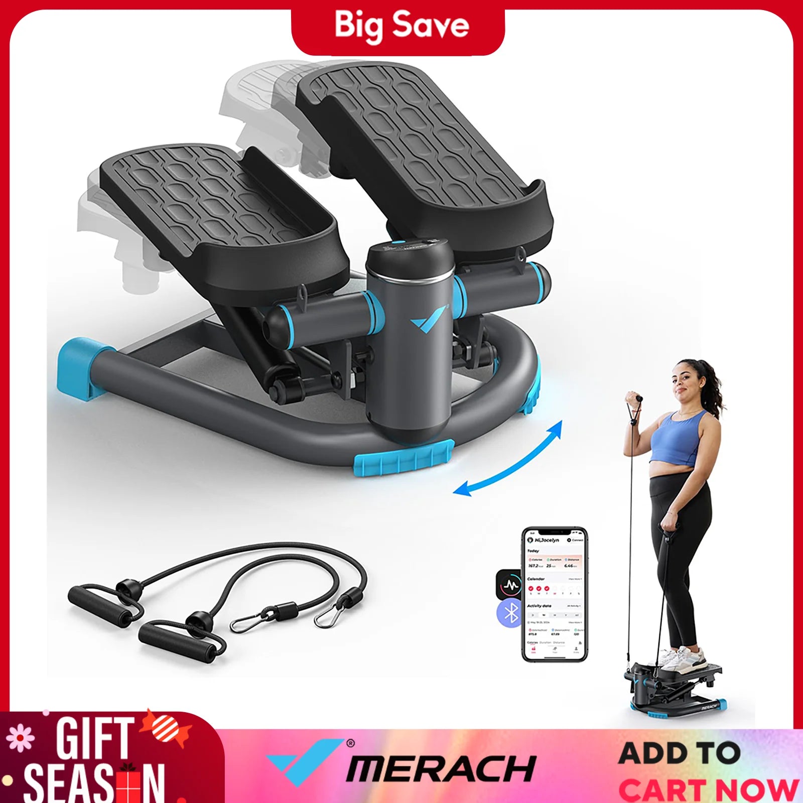 Action Stepper with Resistance Bands