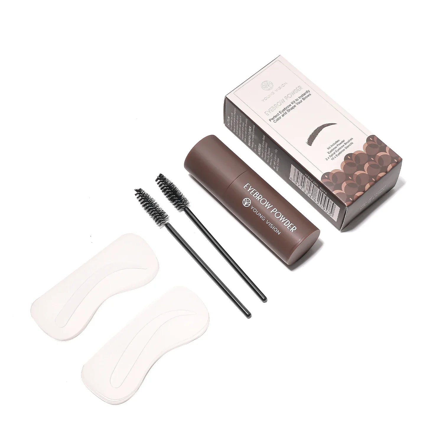 Eyebrow Stamp Stencil Kit with eyebrow powder, dual-use brow brushes, and reusable stencils for shaping and defining brows