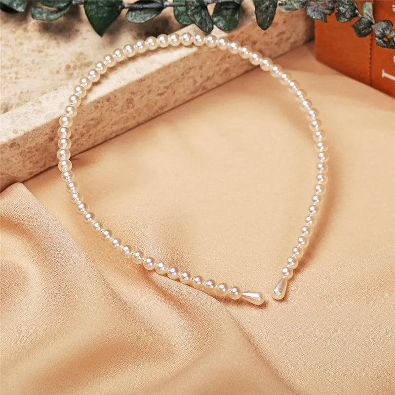 Modyle full pearl hairband elegant floral design elastic headband for women and girls