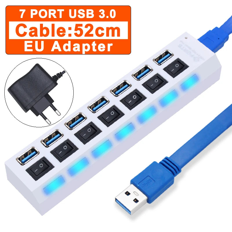 USB Hub 3.0/2.0 Multi-Port Splitter