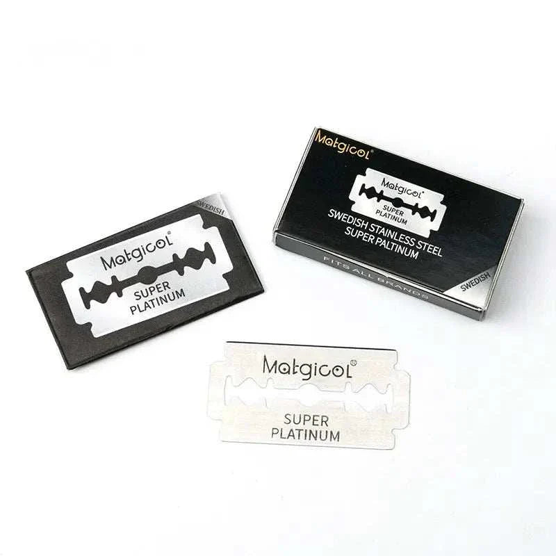 Matgicol stainless steel double edge razor blades with super platinum coating for smooth shaving