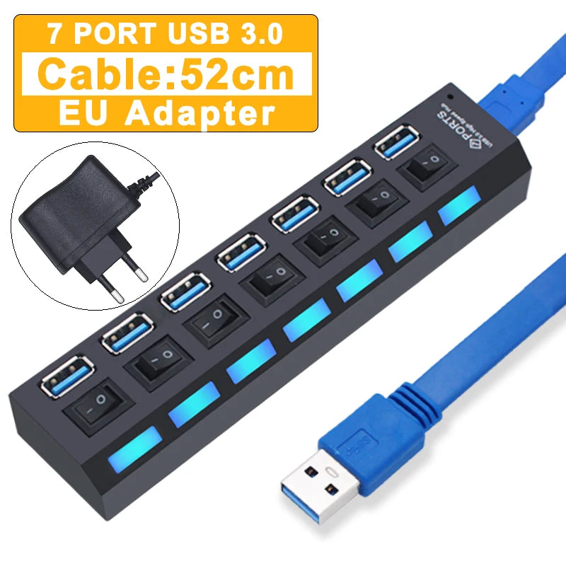 USB Hub 3.0/2.0 Multi-Port Splitter