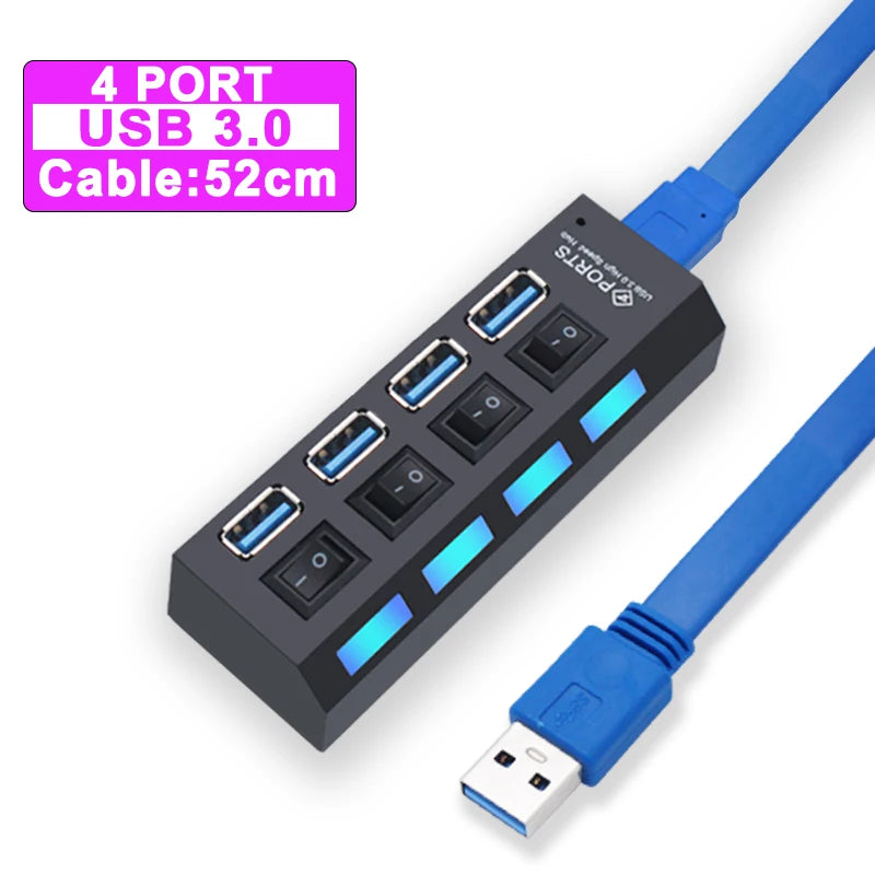 USB Hub 3.0/2.0 Multi-Port Splitter