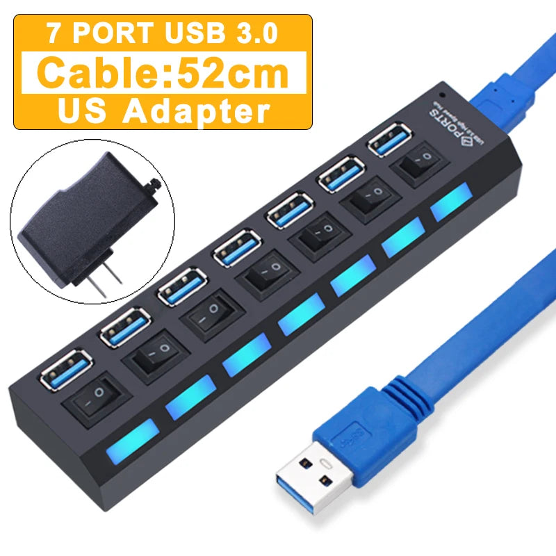 USB Hub 3.0/2.0 Multi-Port Splitter