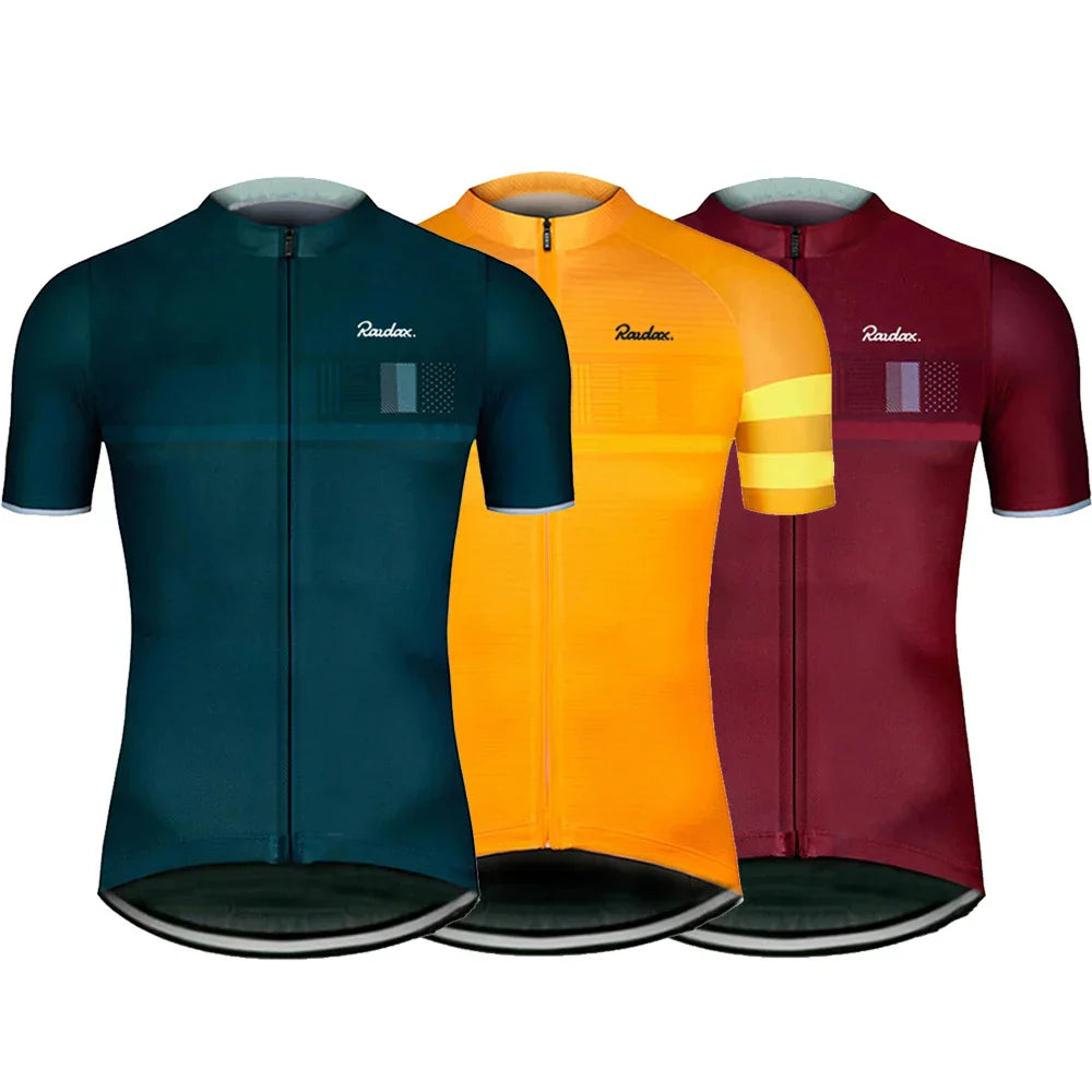 Raudax Classic Black Cycling Jersey designed for breathable, quick-dry comfort and aerodynamic fit for cyclists