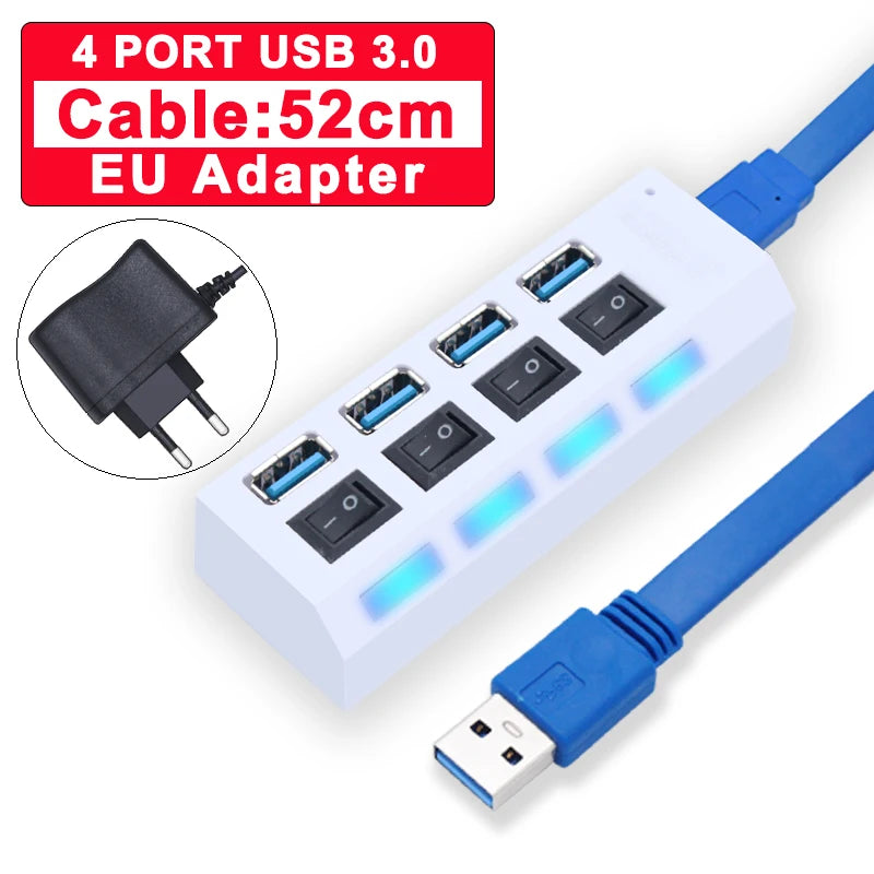USB Hub 3.0/2.0 Multi-Port Splitter
