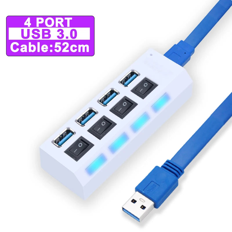 USB Hub 3.0/2.0 Multi-Port Splitter