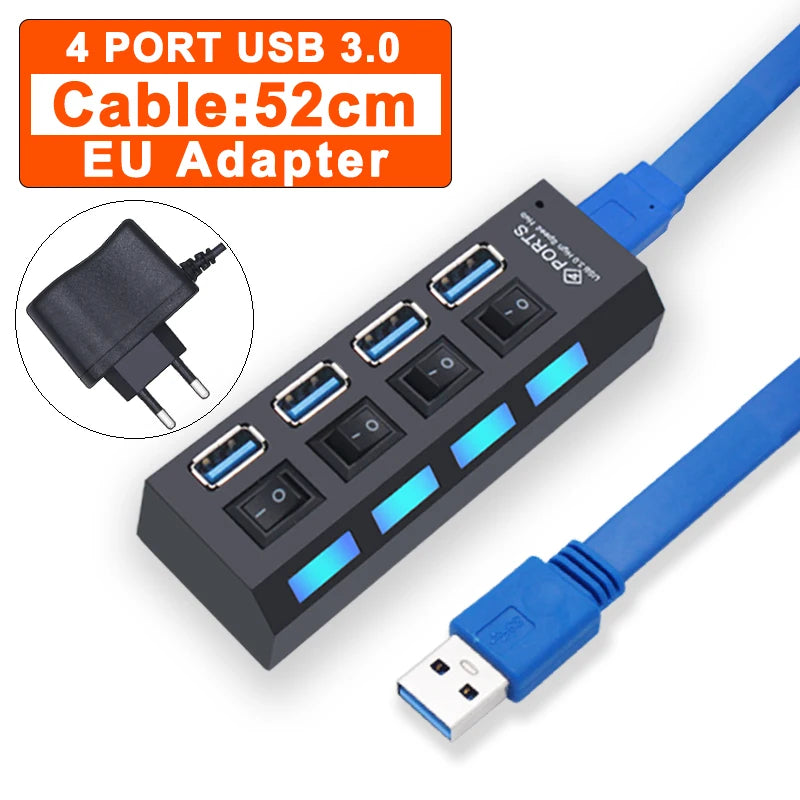 USB Hub 3.0/2.0 Multi-Port Splitter