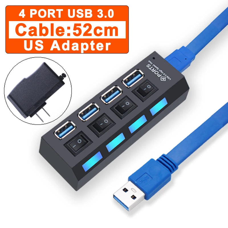USB Hub 3.0/2.0 Multi-Port Splitter