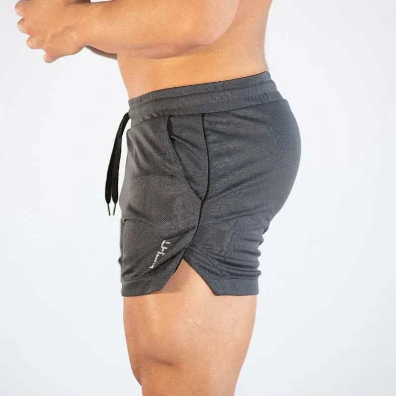 Men’s Gym Training Shorts in black with elastic waistband and drawstring for comfortable workout fit