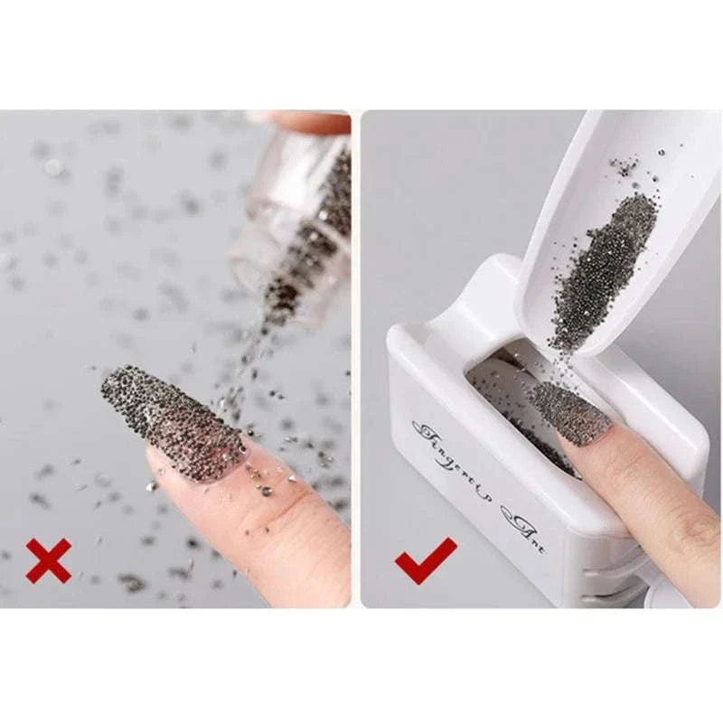 Double-layer storage container for nail art glitter and rhinestone collection and recycling