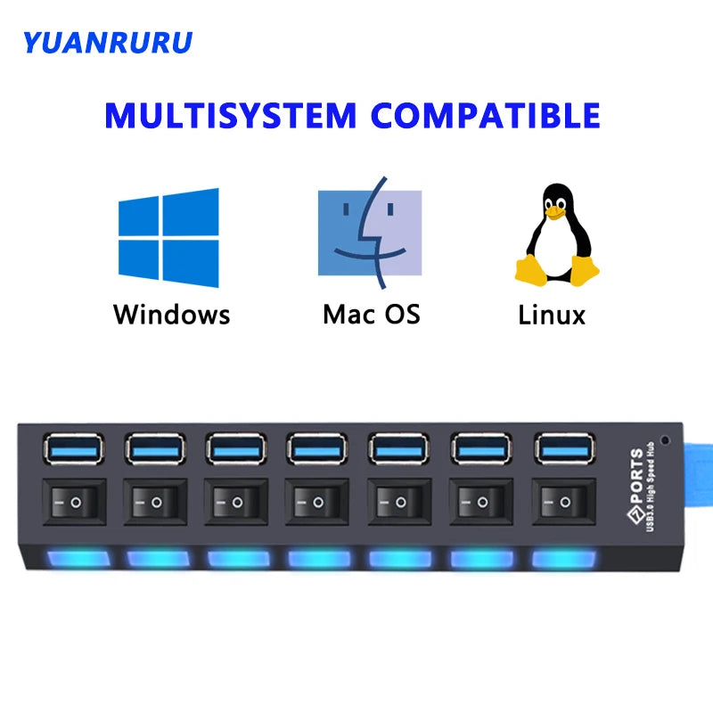 USB Hub 3.0/2.0 Multi-Port Splitter