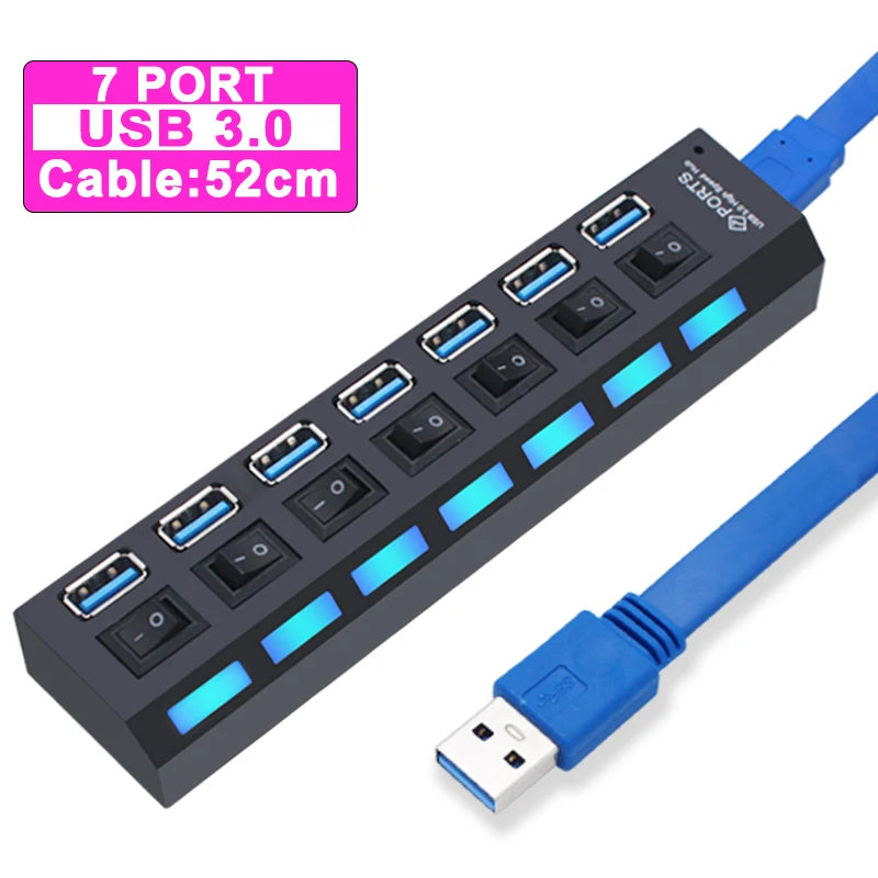 USB Hub 3.0/2.0 Multi-Port Splitter