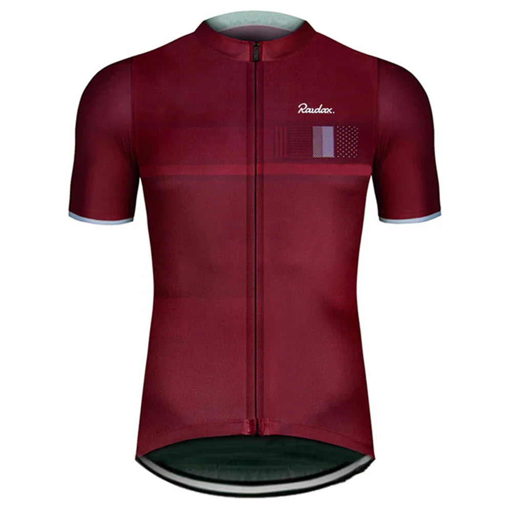 Raudax Classic Black Cycling Jersey in maroon with full zipper and streamlined fit for breathable, quick-dry comfort and performance riding