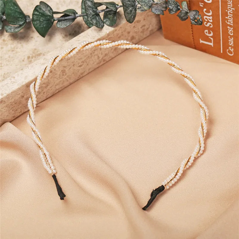 Modyle Full Pearl Hairband elegant floral pearl headband with elastic fit for women and girls