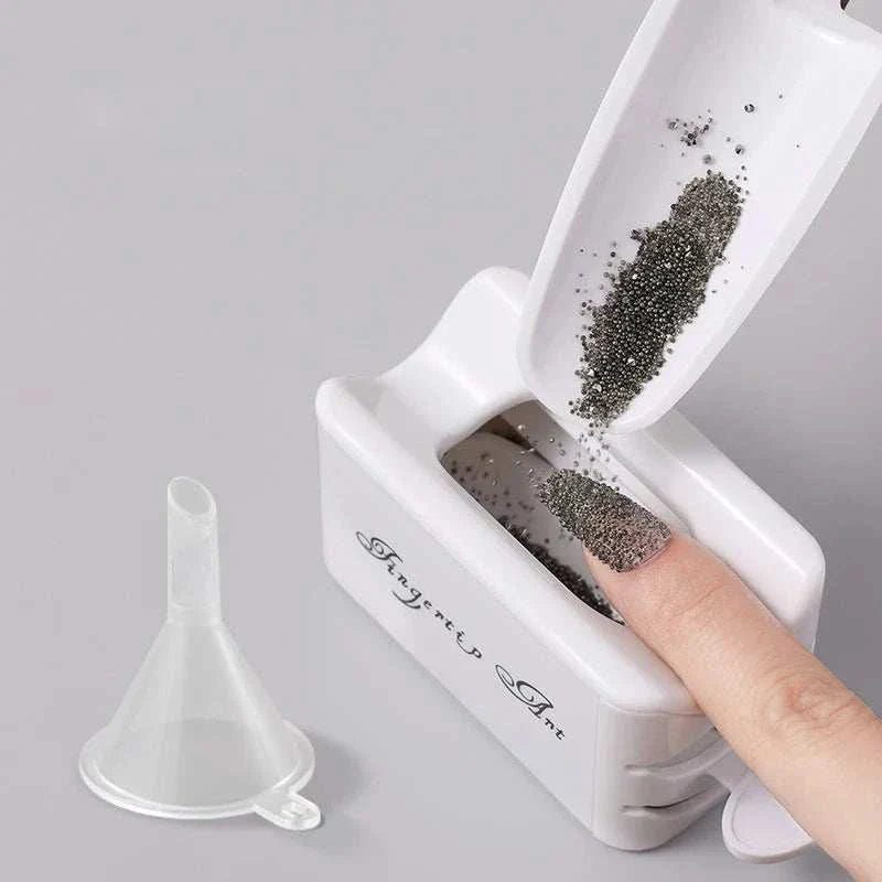 Compact double-layer storage container for collecting and recycling nail art glitter and rhinestones