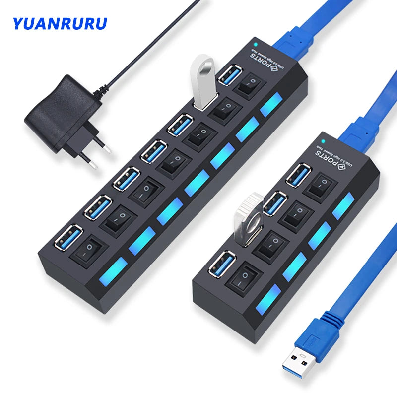 USB Hub 3.0/2.0 Multi-Port Splitter