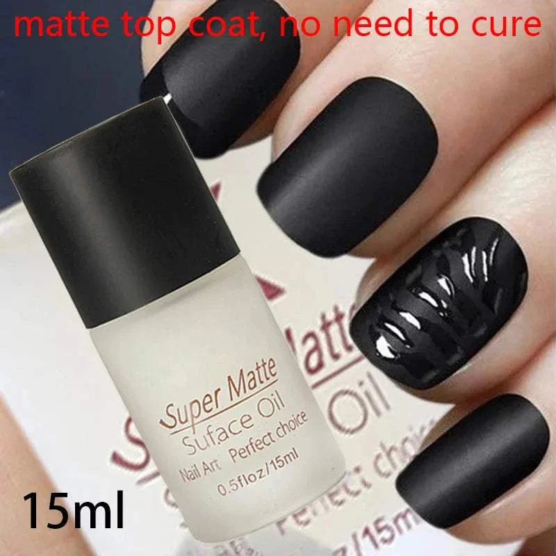 matte top coat soak off UV gel nail polish with black matte nails application
