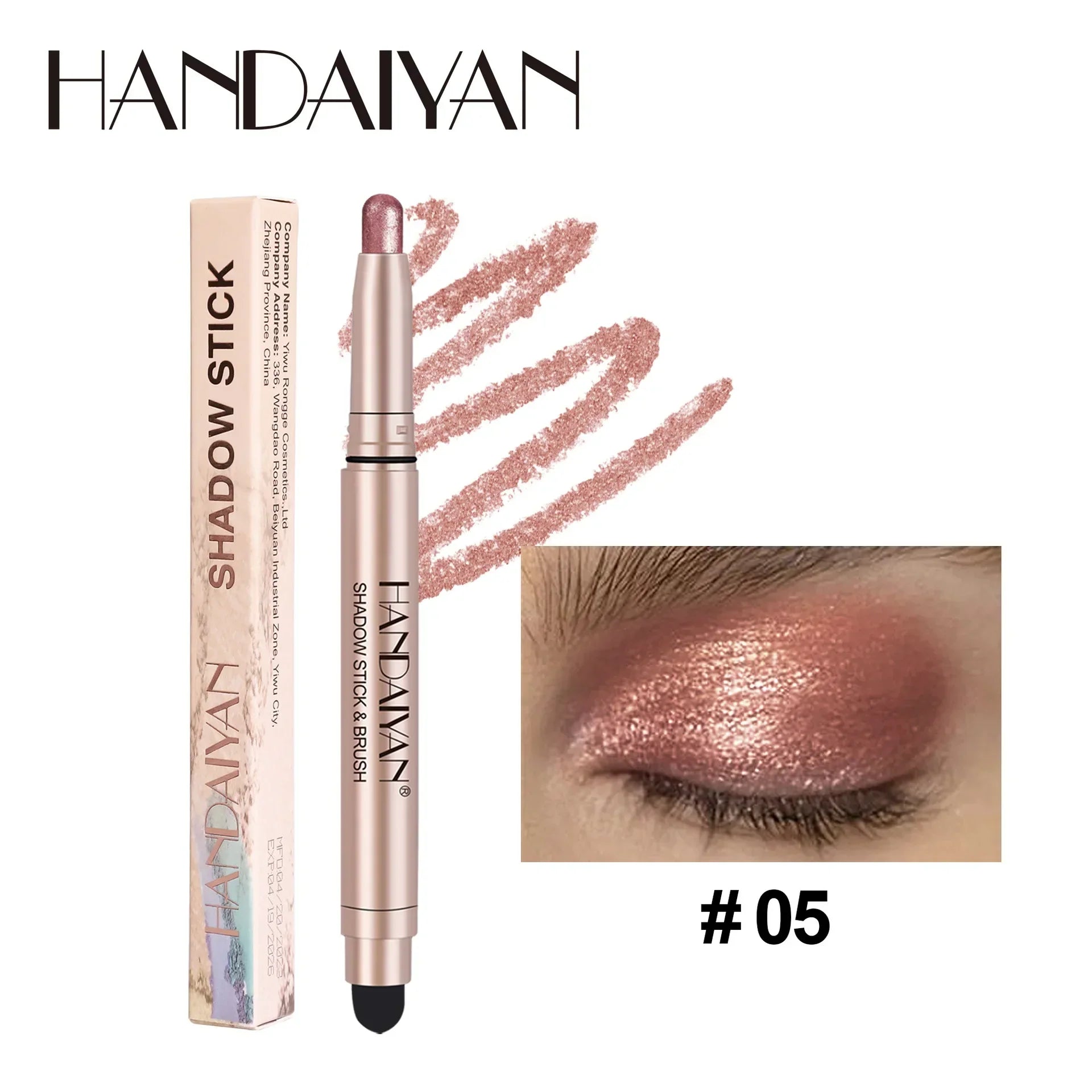 Handaiyan highlighting eye shadow stick with pearlescent shimmer in shade #05 and smooth blendable formula
