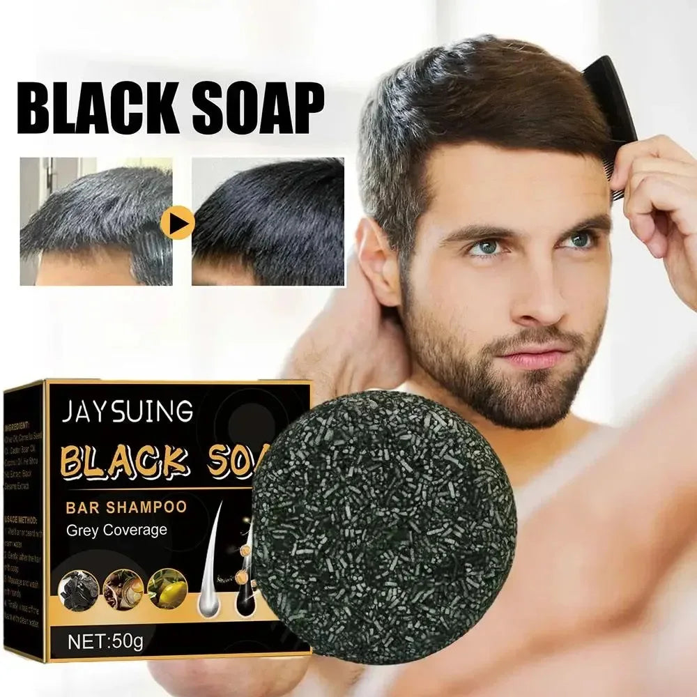 Polygonum Black Hair Soap bar shampoo for natural gray hair darkening and nourishing with herbal ingredients