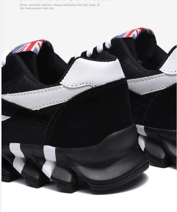 2025 new men's and women's running shoes in black and white with breathable mesh, anti-slip sole, and cushioned comfort designed for all-day wear and versatile style