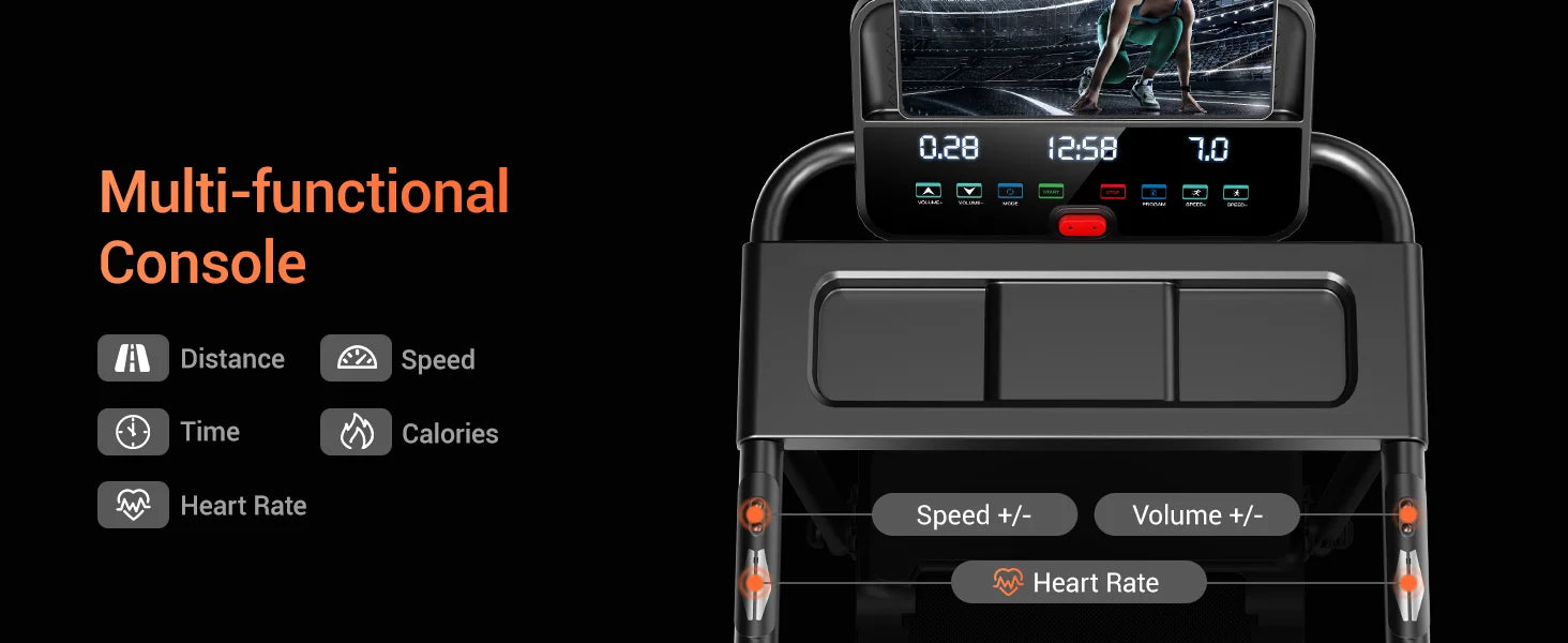 3.0HP Foldable Home Treadmill – Quiet, Durable & Shock Absorbing