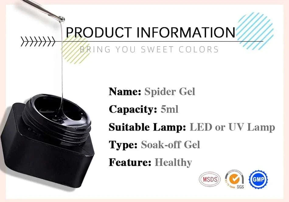 5ml black spider gel nail polish suitable for LED and UV lamp curing in a small black jar