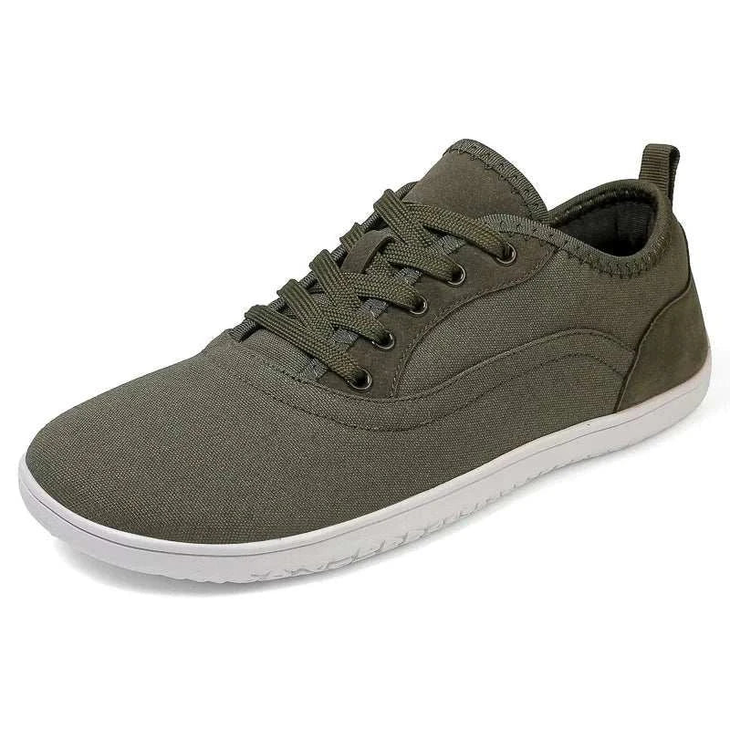 New hiking shoes in olive green with lightweight, breathable design and durable traction sole for outdoor and indoor use.